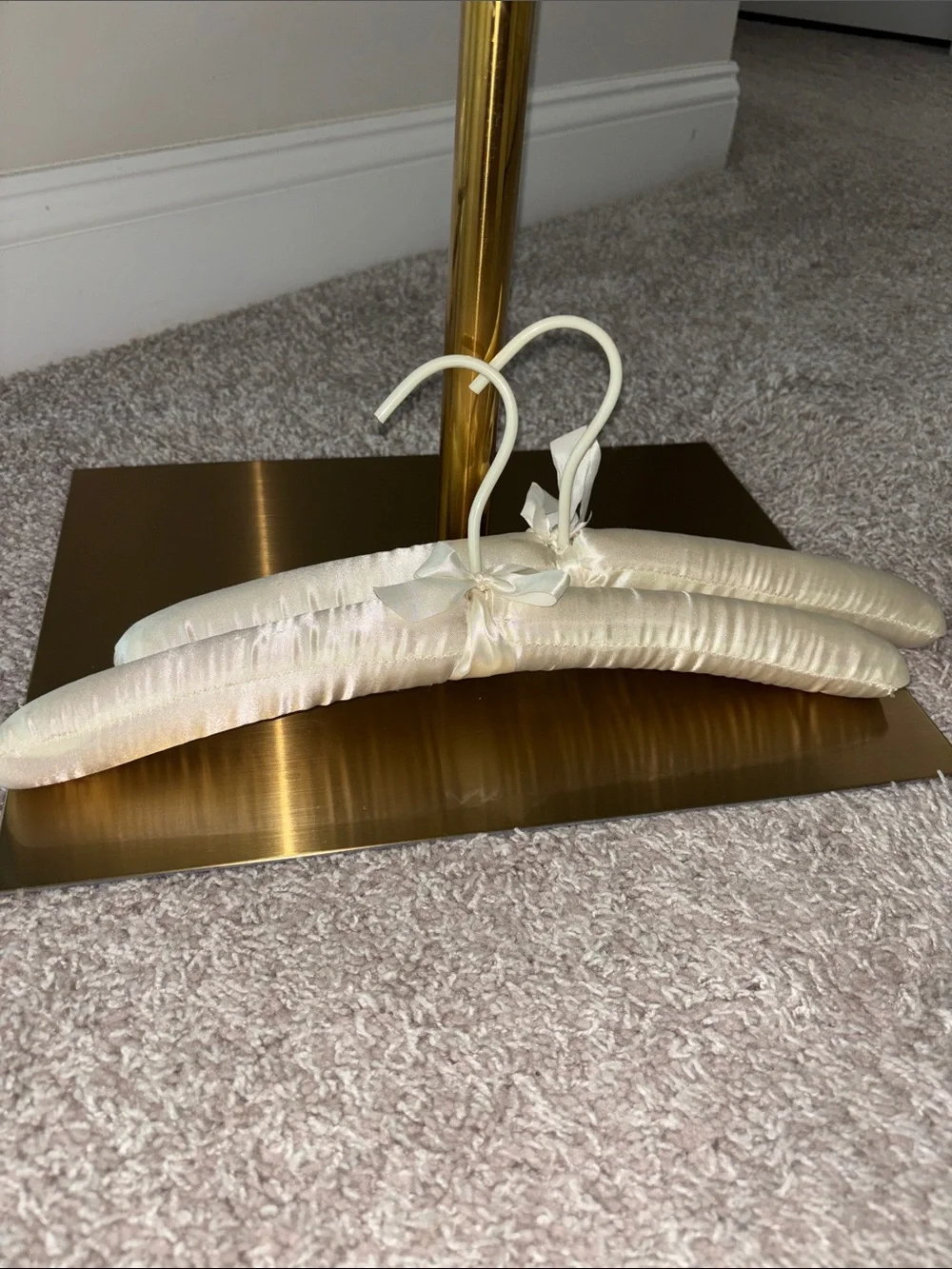 Ivory Padded Satin Clothes Hangers - Set of 2